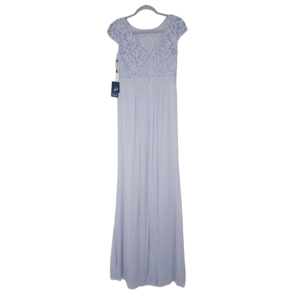 Adrianna Papell‎ Lace Illusion Gown Silver 4 - Picture 4 of 10